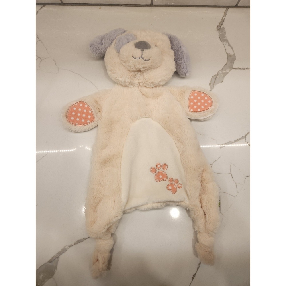 Animal Adventure Dog Puppy Lovey Security Blanket Cream Peach Polka Dot Knot